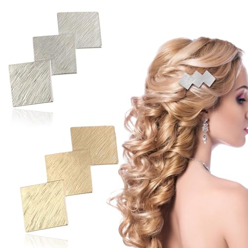 TEOZBLU 2 Pcs Fermaglio Per Capelli donna Francese In Metallo Per Donne Oro Quadrato mollette capelli donna eleganti Grande Fermaglio Quadrata Geometrico Per Coda Di Cavallo(oro/argento)