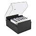Acrimet 5 X 8 Card File Holder Organizer Metal Base Heavy Duty (Black Color with Crystal Plastic Lid Cover)
