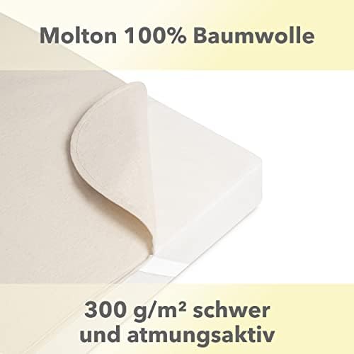 STUDIO Molton Ochraniacz na materac, 90 x 200 cm, Made in Green, 100% oddychająca bawełna, Made in Germany, nakładka na materac z gumkami narożnymi, 90 x 200 cm, kolor naturalny