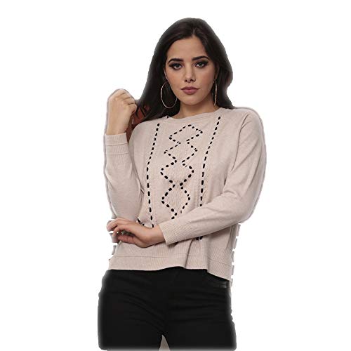 Blusa Feminina De Tricot Com Fita Contrastante Trfi80662 AREIA P