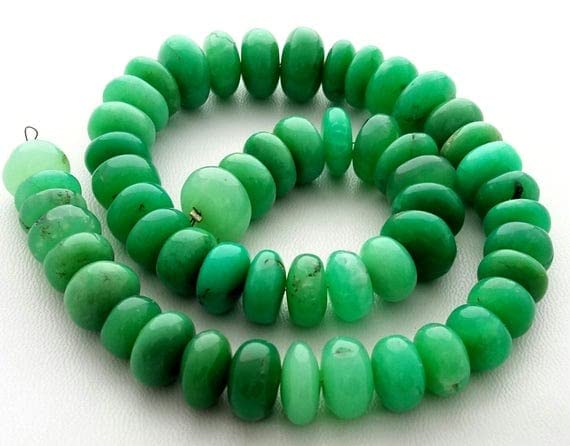 Chrysoprase smooth beads, pierres naturelles rondelles 15" pour bijoux