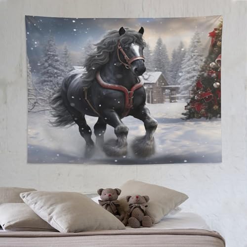 Tapisserie murale cheval 150x200 cm avec impression 3D pour decoration de salon