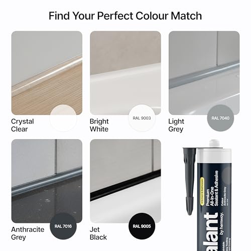 Image of Hemway Anthracite Gray Kitchen & Bathroom Sealant & Adhesive - 300ml 1 Pack | Hybrid Polymer, Superior to Silicone Caulk Sealant, Waterproof, Odorless, Paintable, Ideal for Around Bathtub Shower Kitchen