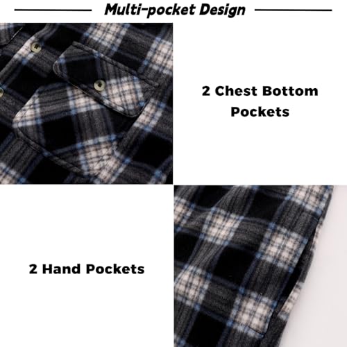 Image of LeeHanTon Mens Flannel Jackets Sherpa Lined Fleece Zip Up Winter Warm Workout Plaid Sweatshirt with Hood