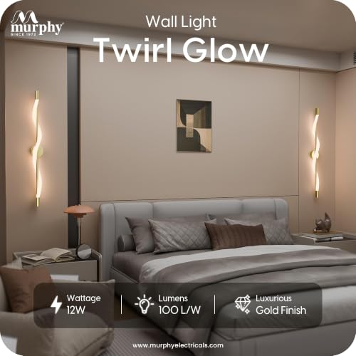 Image of Murphy Twirl 3-in-1 LED Wall Lamp with Golden Finish | Spiral Design | Warm /Neutral /Cool White Light | Premium Aluminium Body | Artistic Modern Wall Light | 2-Year Warranty | Pack of 5
