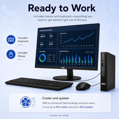 Image of Dell Pro Micro (Next Gen OptiPlex 7020 7000 MFF), Intel 14-Core i5-14500T (> Ultra 5 135U), 16GB DDR5, 512GB SSD, QCM1250 Mini Tiny Business Desktop, Wi-Fi 6E, Ethernet, DisplayPort, HDMI, Win 11 Pro
