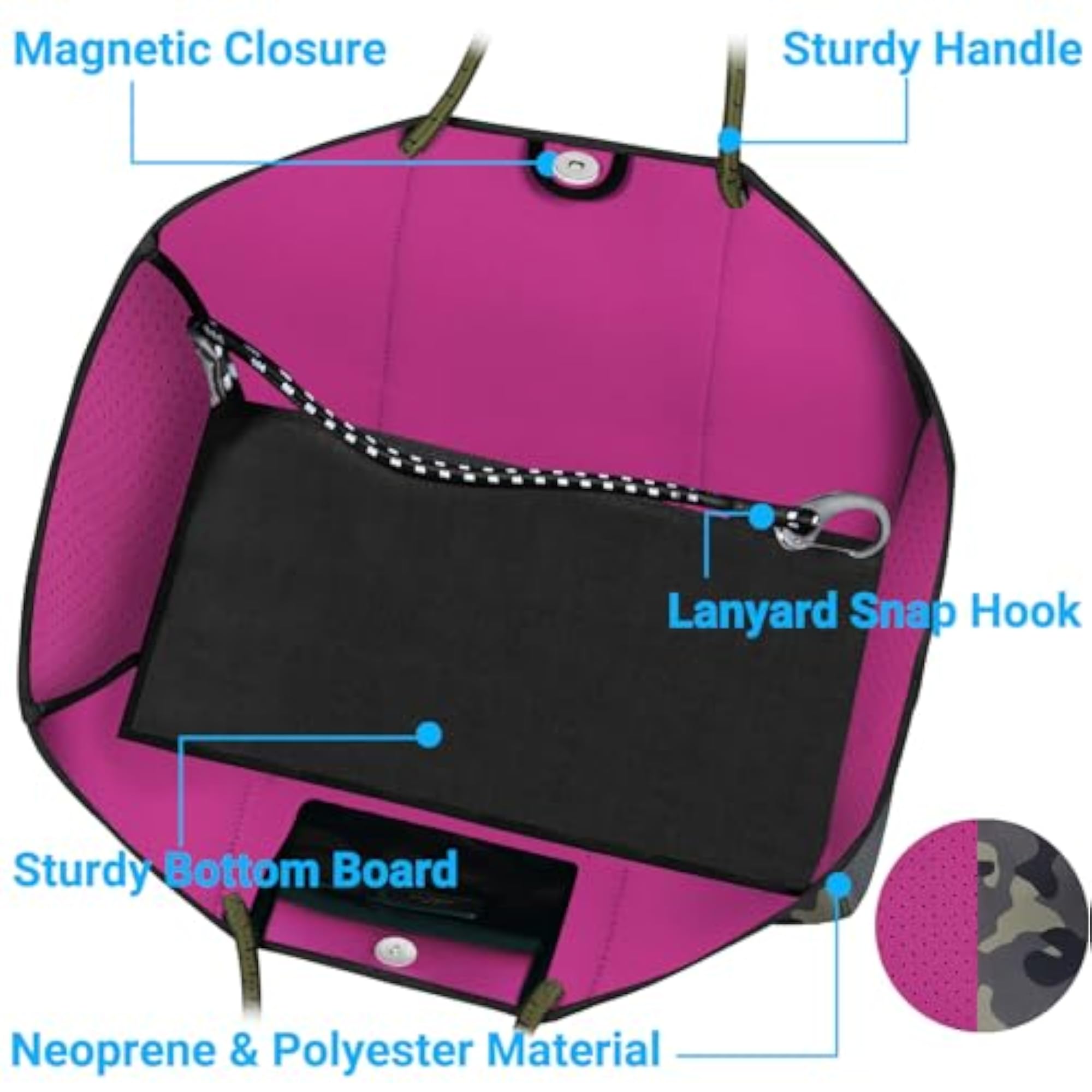 Neoprene Beach Tote Bag for Women, Large Travel Bag