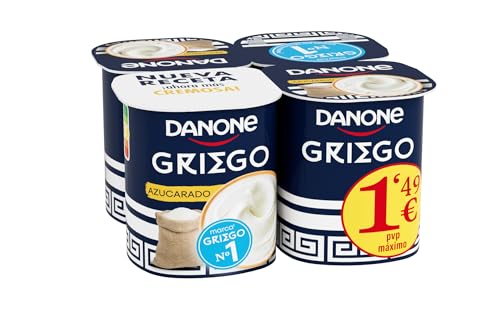 Griego DANONE - Yogur Cremoso con un 30% menos de Materia Grasa - Óptimo para toda la familia - Natural Azucarado - 4x110 g