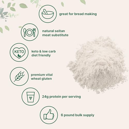 image for Micro Ingredients Premium Vital Wheat Gluten, 6lbs Powder | Great for 