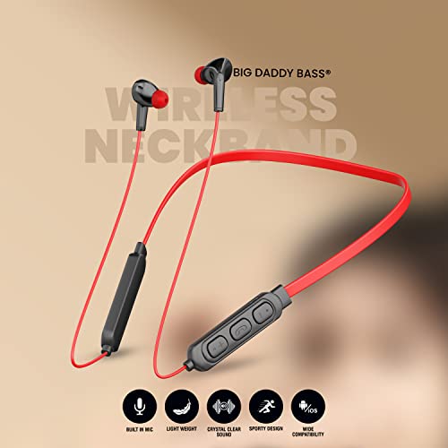 Image of UBON CL-118 Bluetooth Wireless in Ear Earphones with Mic, Up to 12 Hours Playtime, Hd Sound Quality, 10Mm Driver, V5.0 Bluetooth Headset (Red)