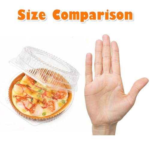 40 Pcs 6'' Disposable Pie Keeper Clear Plastic Dessert Containers with Hinged Locking Lids Round Pie Carrier Clamshell Takeout Food Containers for Flan Doughnut Cookies Salads Fruits Vegetables