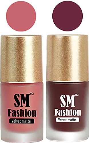 Image of Nail Polishes, Light Nude-Wine Velvet Matte Nail Paint Combo Set of 2 Pcs 7ml each