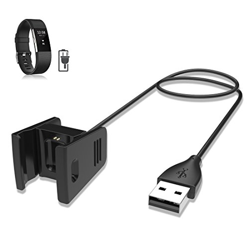 iFeeker Fitbit Charge 2 Charger 1.8ft Replacement Charger Charging Cradle Dock Adapter and USB Charging Design Cable Wire Cord Dock Clip for Fitbit Charge 2 Heart Rate Fitness Wristband, Black