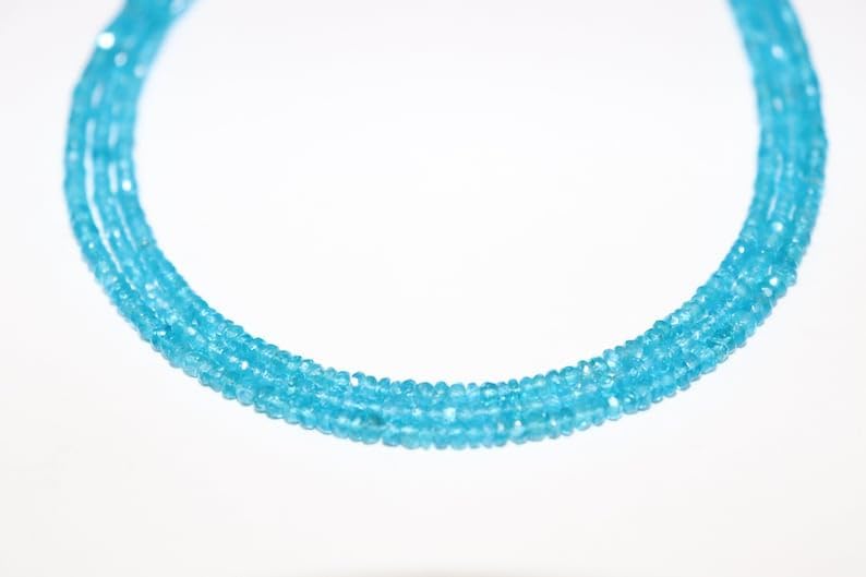 Apatite fluo naturelle : perles rondes à facettes haut de gamme pour bijoux - 4
