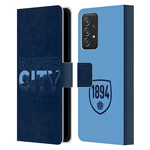 Manchester City Étui Samsung Galaxy A53 5G Coque Cuir pour Supporter en Déplacement