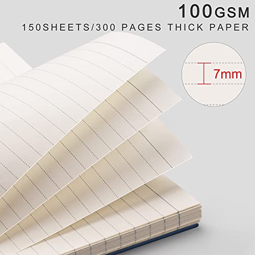 Emshoi A4 Spiral Notebook College Ruled Lined Journal, 11.2" X 8.27", 300 Pages/150 Sheets, 100Gsm Thick Paper, Waterproof Softcover, Twin-Wire Binding, For School Work Business Writing-Blue #TOP2