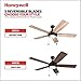 Honeywell Ceiling Fans Ventnor, 52 Inch Modern Farmhouse Indoor LED Ceiling Fan with Light, Pull Chain, Three Mounting Options, Dual Finish Blades, Reversible Motor - 50607-01 (Bronze)