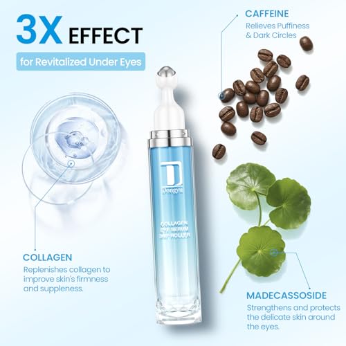 Dongyu Caffeine Under Eye Cream: Anti Aging Firming Collagen Eye Care - Puffy Eye Treatment for Beauty Enthusiasts Morning Night Daily Use (Light Blue)