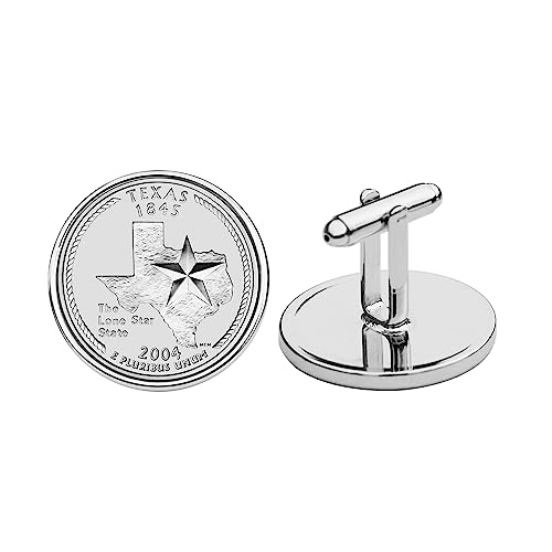 Mancuernillas con monedas Texas 2004 plata miniatura 2