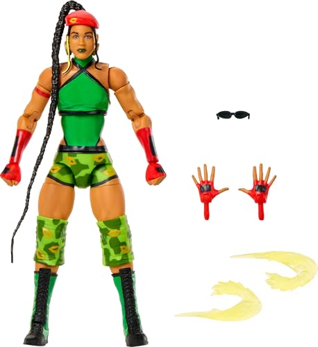 Mattel WWE x Street Fighter Action Figures & Accessories, Bianca Belair as Cammy, 6-inch Elite Collectible Mashup Set