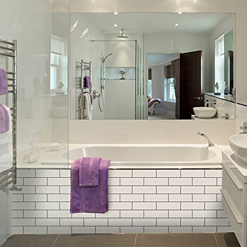 Kasaro Metal Peel And Stick Backsplash White Brick Subway Tile, Aluminum Backsplash Wall Sticker For Kitchen, 11.8”X11.8”, 10 Pack #TOP4