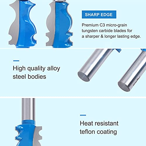 Flytuo 2Pcs Architectural Molding Router Bit Set With 1/2" Shank, Enhance Your Woodworking With Corner Rounding & Edge-Forming #TOP1