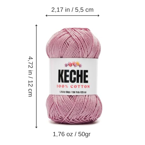 Image of Cotton Yarn - 100% Cotton Yarn for Crocheting and Knitting, Mercerized Cotton Amigurumi Yarn Fine-Sport 2 1.76 oz (50g) / 136 Yrds (125 m) 3 Skeins - Dusty Rose