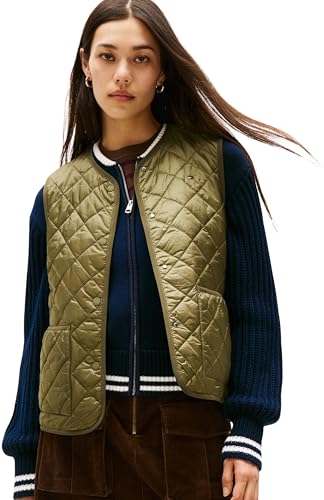 Gilet Femme Tommy Hilfiger Lw Padded Reg Quilted Vest Veste sans Manche Matelassée Manteau Chic