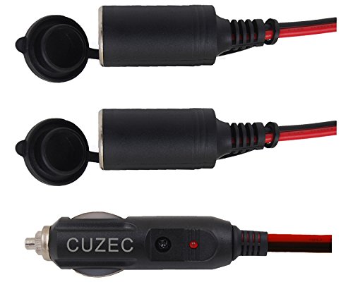 Cuzec 1 To 2 Car Cigarette Lighter 16 Awg Cord 12V / 24V Car Cigarette Lighter Splitter, Power Charger Adapter 2-Way Waterproof Socket Splitter #TOP1