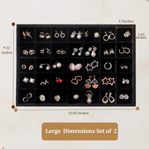 Image of Large Velvet Jewelry Tray Display Drawer Inserts 2 Pack