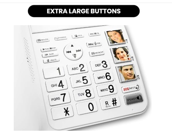 Geemarc CL595 - Amplified Corded Telephone with Answering Machine, Talking Keypad, Large Buttons and SOS Function for Seniors - Medium to Severe Hearing Loss - Hearing Aid Compatible - UK version - Image 4