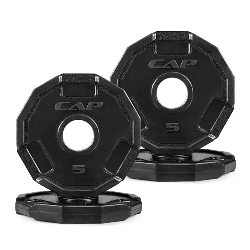CAP Barbell 5 Lb 12-Sided Rubber Coated Olympic Weightlifting Grip Plate – SET (5 lb x 4)