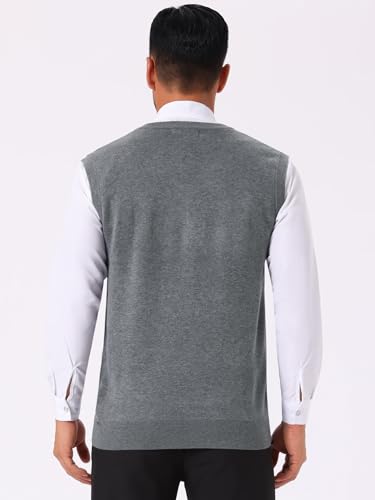 Men's Casual Knit Sleeveless V-Neck Plaid Argyle Sweater Vest3