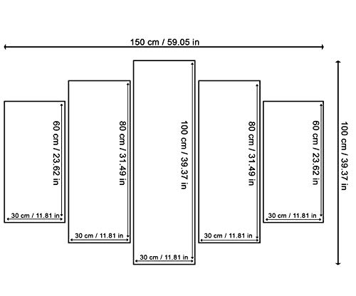 Feeby Canvas Schilderij 5-delig 100x70 Foto op Canvasdoek Abstracte Muurdecoratie Wanddecoratie Kunstprint XXL Type A Japanse Kersenboom Tempel Kersenbloesem Paars Roze - Afbeelding 7