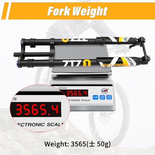 Exceedhub 29 Inch Mountain Bike Air Inverted Suspension Fork, Thru Axle 15 * 110mm Travel 200mm Double Crown MTB Manual Lockout, Rebound Adjustment Straight Disc Brake Bicycle Front Forks