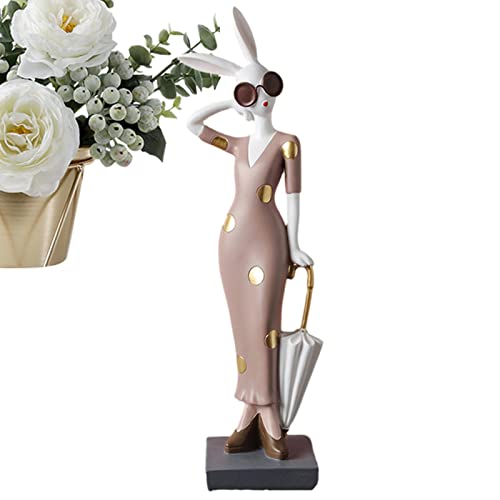 PURBLE Statua di Coniglio in Resina | Statua di Coniglio Alta in Resina,Sculture di Conigli Decorazioni per la casa, Statue Moderne di Coniglietti, Figurine di Conigli da Collezione per Regali