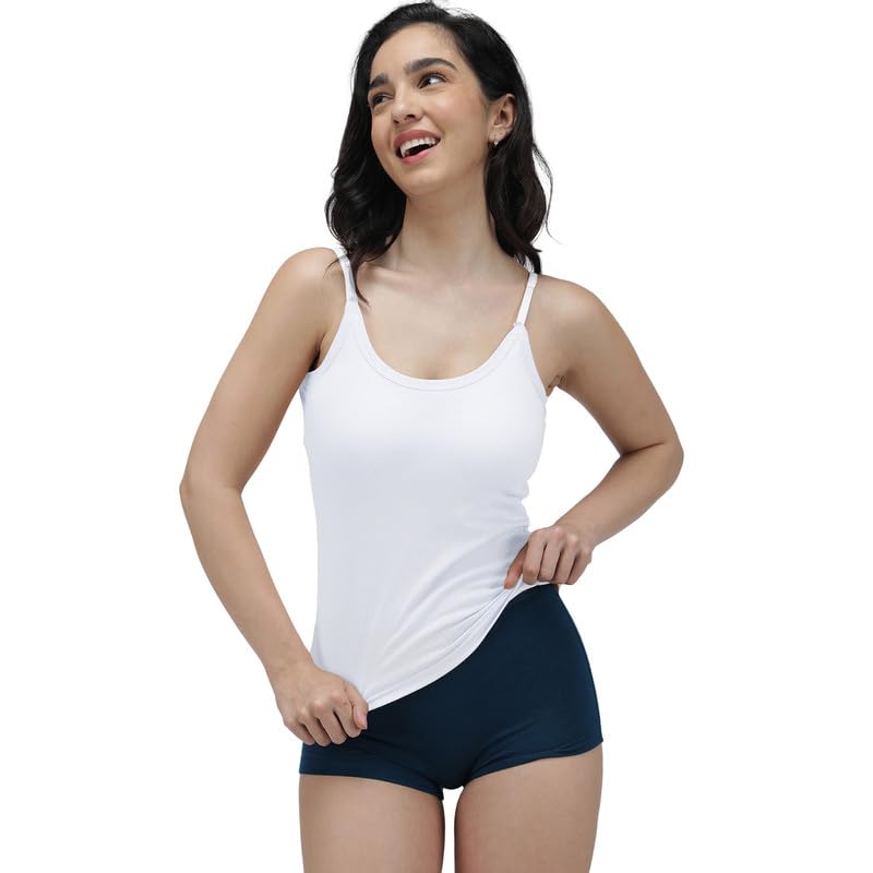 Image of Amul Comfy Cotton Adjustable Slips|Camisole|Pack of 3| Innerwear for Women(Assorted Colours May Vary)