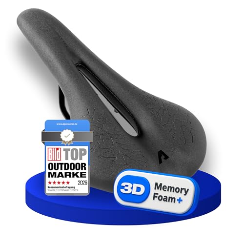 ALPENSATTEL® Ergonomischer Fahrradsattel [3D Memory Foam] - Sattel für Damen & Herren - Atmungsaktives Material für ideale Druckverteilung - Universelle Sattelhaltung für jedes Rad