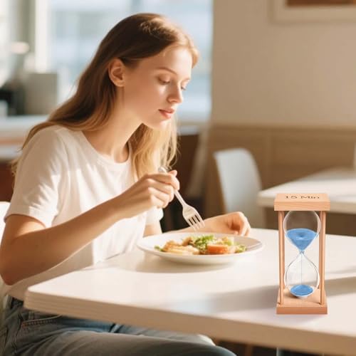 ABXKZ 60 Minute Sand Timer, 60 Min Wood Small Hourglass Timer, Blue Sand Clock, One Hour Wooden Hour Glass for Classroom, Sandglass, Reloj De Arena Decorativo, Home, Office, Game, Gift