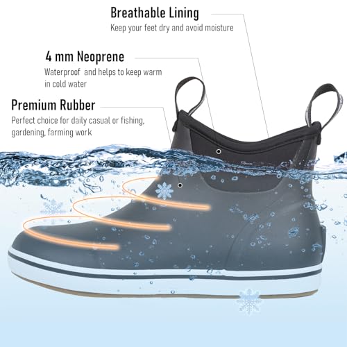 Image of Ankle Rain Boots, Waterproof Boots for Men & Women, Rubber Deck Boots for Fishing Gardening, Rubber Rain Boots, Muck Boots for Men