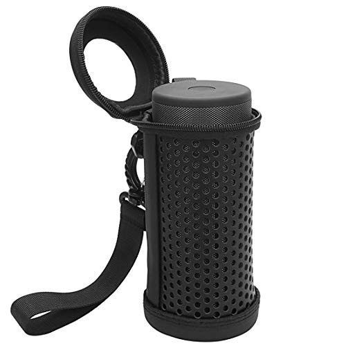Image of Geekria Pendant Speaker Case Cover, Compatible with JBL FLIP 5 Case, Protective Waterproof Soft Skin, Replacement Bluetooth Speakers Travel Carrying Case with Keychain Hook (Black)