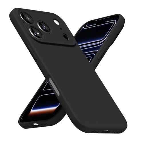 LoeoeL for iPhone 17 Pro Max Phone Case, Minimalist Ultra Thin Slim Soft Rubber Gel Solid Color Matte TPU Cute Case for Women Men, Girly Plain Aesthetic Design & Camera Cover Protection, Black