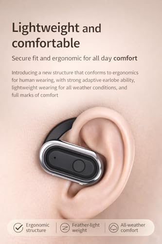 Image of W300 OWS Open Ear Wireless Earbuds with Display, ENC Mic for Crystal-Clear Calls, 60hr Playtime with Type-C Fast Charging, BT5.4 Gaming Bluetooth Earphones, Touch Control Sports Headphone. Black