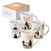 Produktbild SPOTTED DOG GIFT COMPANY Kaffeetassen, Set mit 4 Frühstückstassen, Katzenbecher, Keramikbecher für Tee und Kaffee, Geschenk für Katzenliebhaber, 360 ml