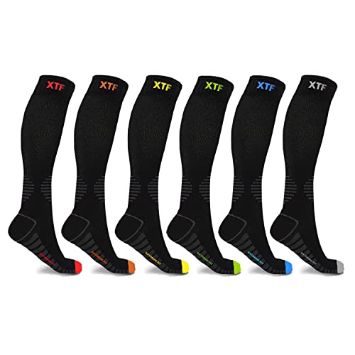 Extreme Fit Compression Socks Knee High - Made for Running, Athletics and Pregnancy - 6 Pair