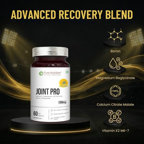 Image of Pure Nutrition Joint Pro (1308mg), 60 Veg Capsules | Calcium, Magnesium, Vitamin D3 & K2, Boron & Manganese | Supports Joint, Bone & Cartilage Health