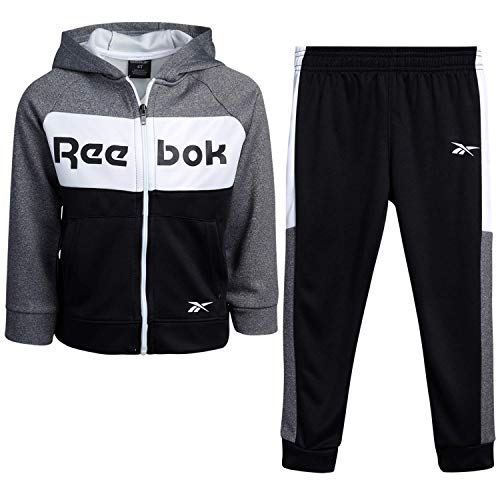 Reebok Baby Boys? Tracksuit Set with Jacket and Joggers (Infant/Toddler), Size 2T, Black-Grey