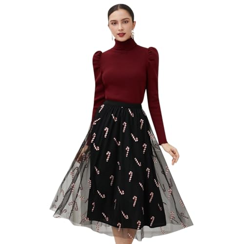Jupe midi en tulle imprimé canne à sucre pour un look décontracté chic