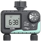 RAINPOINT Sprinkler Timer 2 Outlet, Water Timer for Garden Hose, Programmable Drip Irrigation Timer