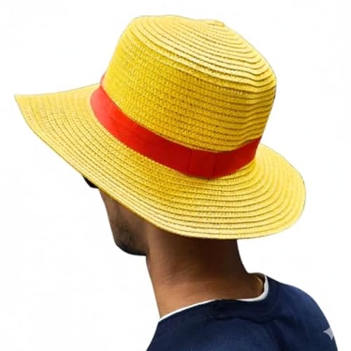 Image of MDF Straw Hat Replica | Yellow Hat with Red Band | Anime Cosplay Accessory & Collectible for Fans
